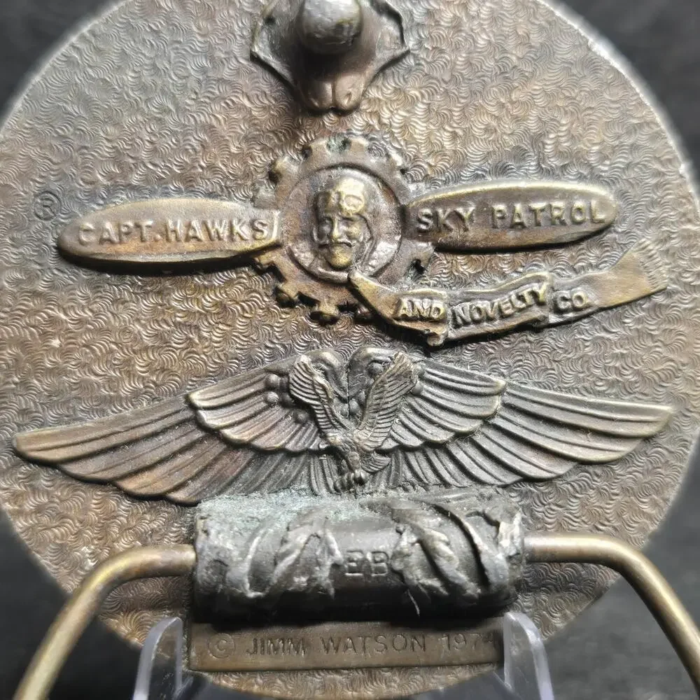 Enjoy Pot Captain Hawks Sky Patrol Jimmy Watson 1974 Vintage Brass Belt Buckle